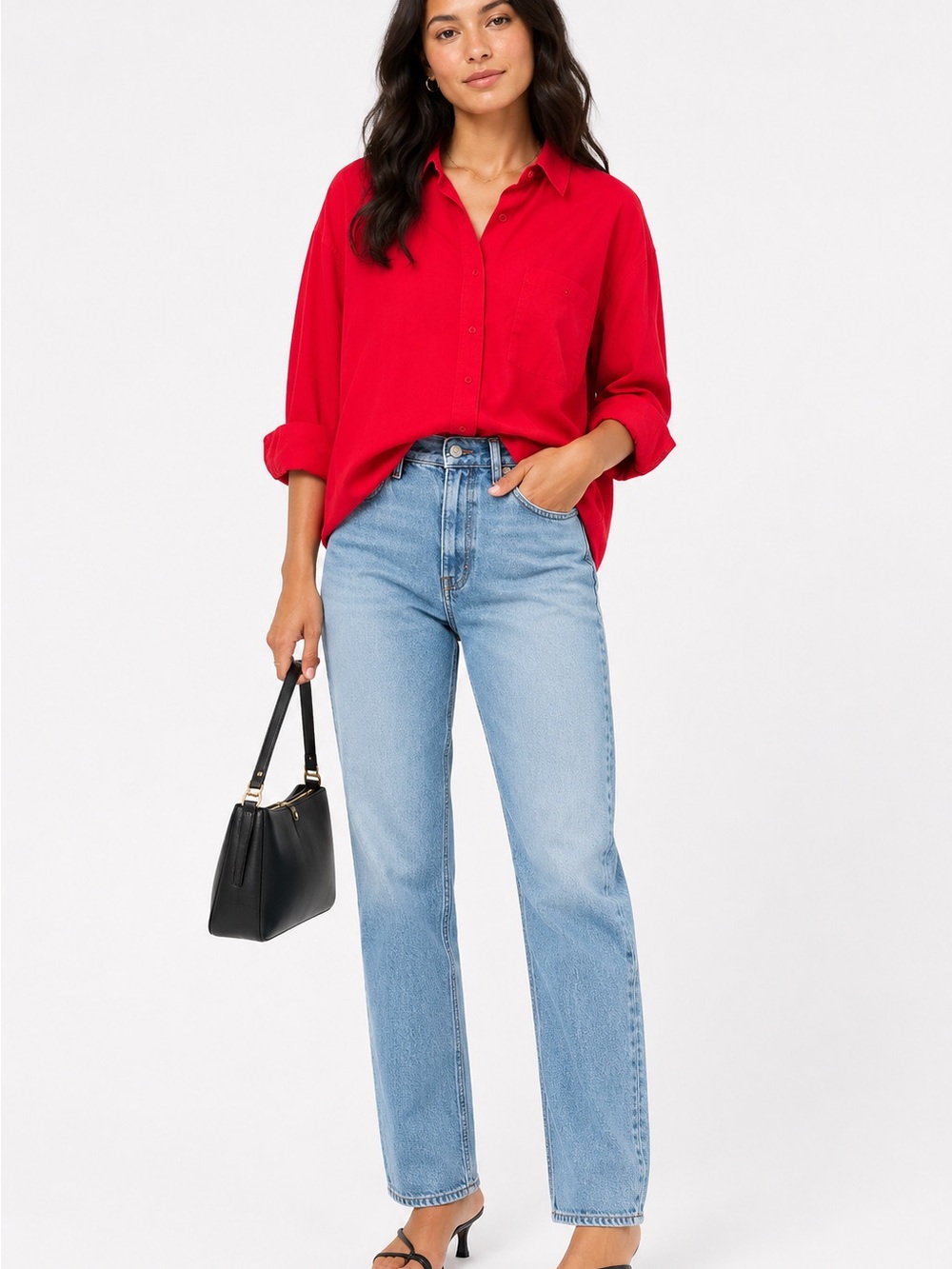 Vintage Diane Von Furstenberg Red Hidden Placket Button Down Blouse Size L